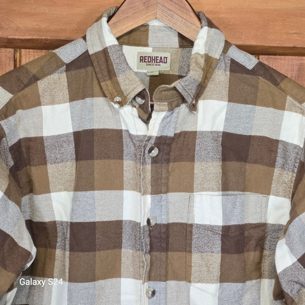 Redhead Men's Plaid Flannel Long Sleeve Button Up Shirt Size Medium